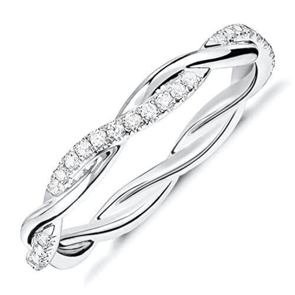 9561 18K Gold Vermeil Cubic Zirconia Twisted Rope Eternity Band White Gold